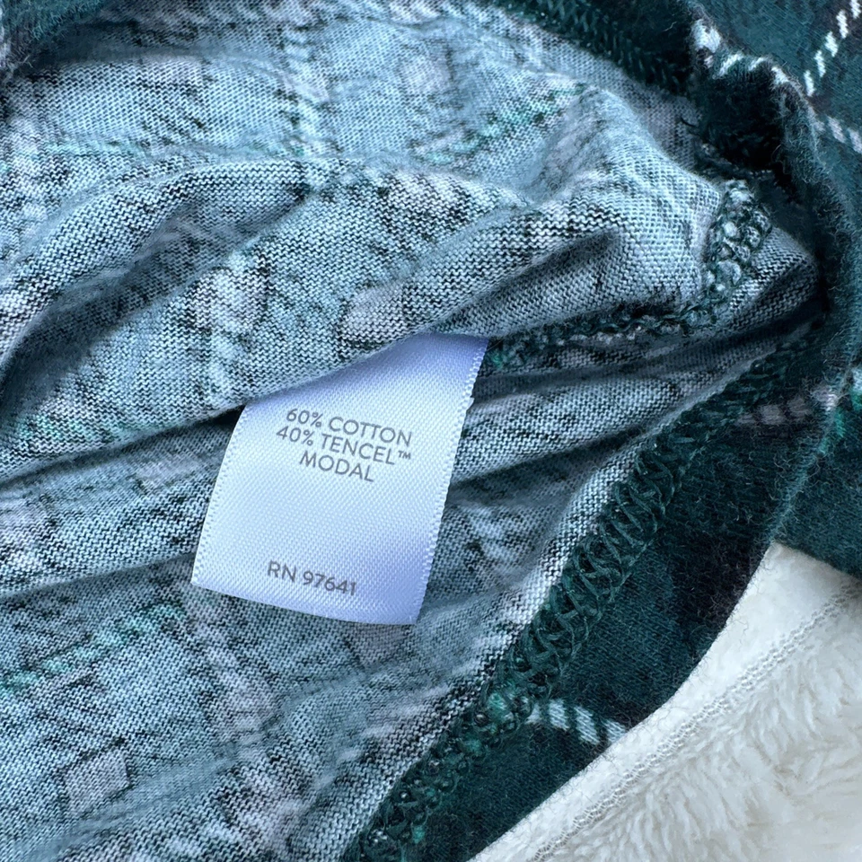 J Jill Women Green Checkered Long Sleeves PJ Shirt Size 3X Cotton/Modal - Image 3 of 4