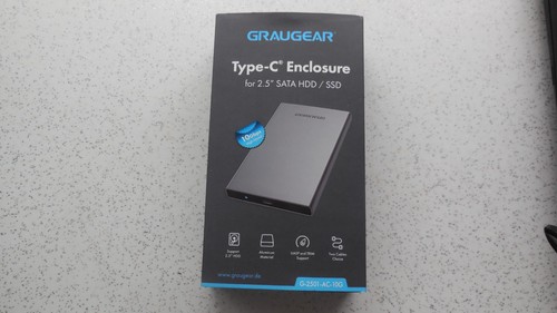 GRAUGEAR USB Type-C Aluminium Festplattengehäuse für 2,5 Zoll SATA SSD/HDD