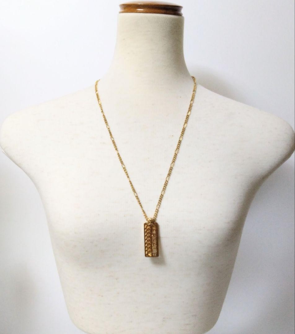 Versace Rectangular Logo Pendant Necklace Gold Le… - image 6