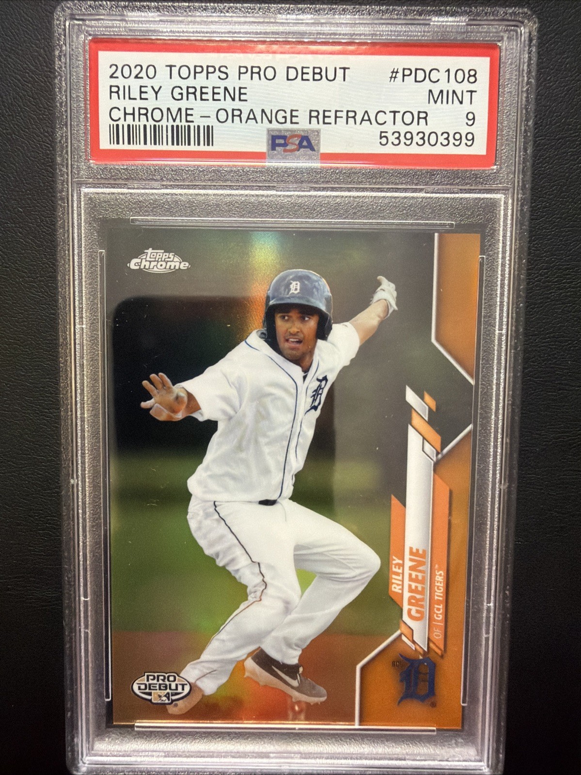 2020 Topps Pro Debut Riley Greene #PDC-108 Orange Refractor /25 PSA 9