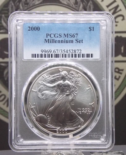 2000 American SILVER Eagle *MILLENNIUM* $1 PCGS MS67 #872 ECC&C, Inc.