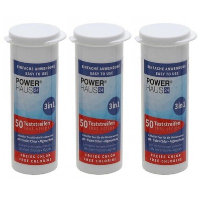 150 Teststäbchen 3 in 1 Teststreifen 3er Pack Teststrips für Chlor, pH Wert und