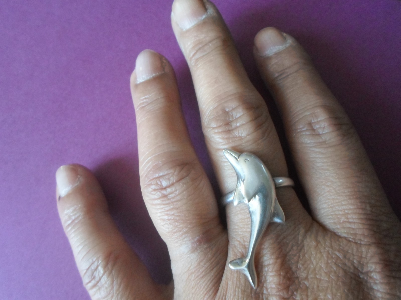 solid silver ring, dolphin, size 60 - image 3