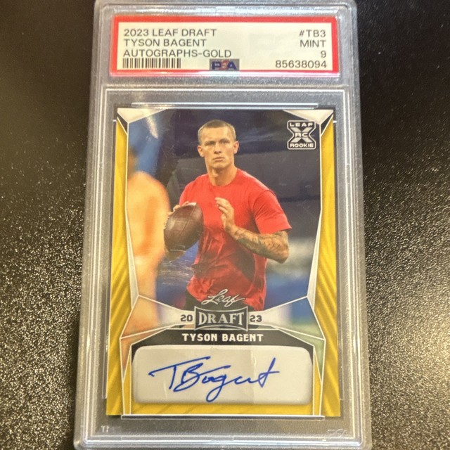 Leaf 2023 Leaf Draft Tyson Bagent RC Autographs Gold #BA-TB3 Football Card