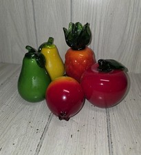 Vintage Glass Fruit Lot of 5 Murano Style Art Glass Pineapple Pears Apple