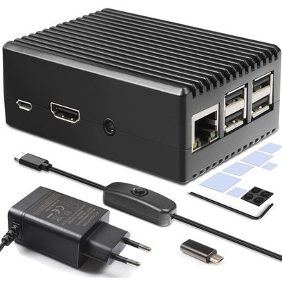 Gehäuse für Raspberry Pi 3 B+ 3B Metall USB C Adapter WiFi Gehäuse Kühler