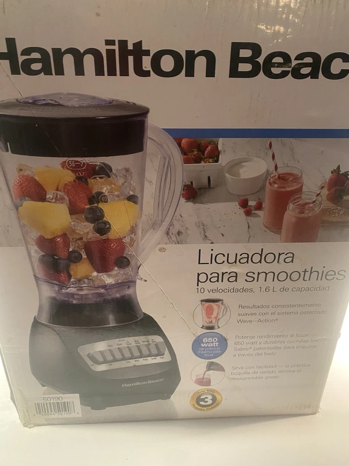 Batidora de batidos Hamilton Beach 56 oz 10 velocidades negra 50190J caja abierta Foto 3 de 4