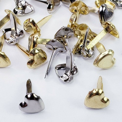 #ad 50 Mini Heart Brads Gold Silver Hearts Handmade Cards Junk Journal Embellishment $1.95