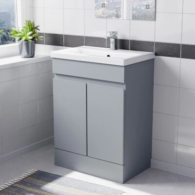 Nes Home Flat Pack Matte Grey 600 mm Freestanding Basin Vanity Unit