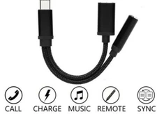 Type C to 3.5 mm and Charger Headphone 2 in 1 Audio Jack USB C Cable Adapter 