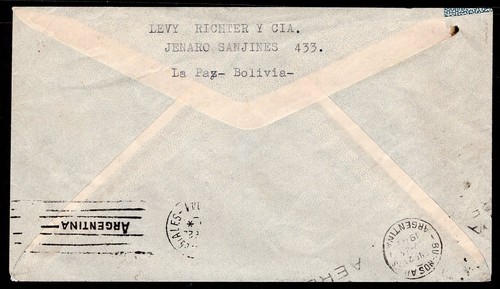 2879 BOLIVIEN NACH ARGENTINIEN LUFTPOSTBRIEF 1941 LA PAZ - BUENOS AIRES - Bild 2 von 2
