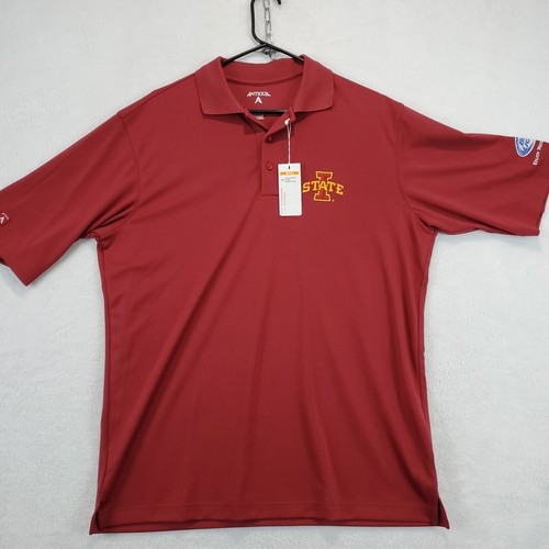 Iowa State University Cyclones Antigua Mens M Polo Shirt Red Bud Light Football - Picture 3 of 13