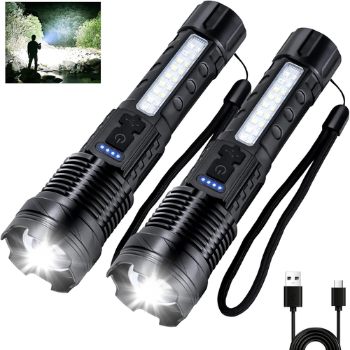 Flashlight High Lumens Rechargeable 2 Packs, 1,000,000 Lumens Super Bright LED B - Picture 8 of 12