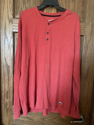 Duluth Trading 40 Grit Thermal Henley Shirt Mens XL Red Long