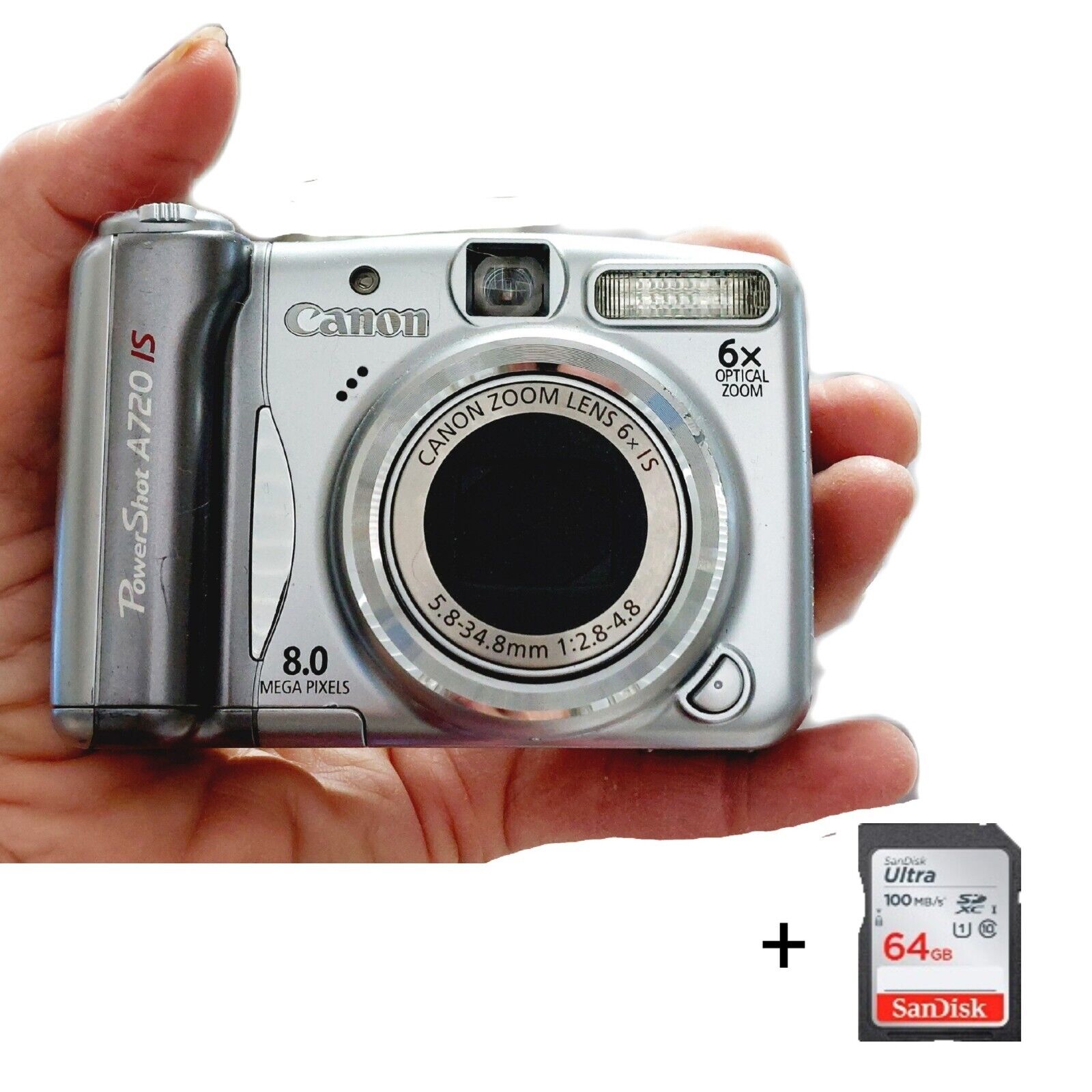 Canon PowerShot A720IS Digital Camera 6x Zoom & Image Stabilitision + SD  CARD