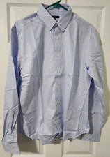 Quince The Untucked Dress Shirt Luxe Button Down, Blue Pattern M 100% Cotton