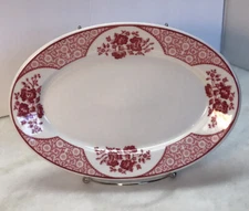 Vintage Syracuse China O . P . Co Wakefield Oval Plate White Red Floral 9.5"