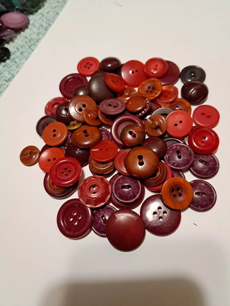 Huge Lot! Vintage 70+Red Buttons for Sewing, Crafts 1930s to 1950s