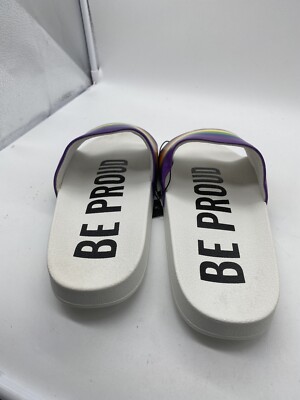 MAH Gender Neutral Be Proud Slides  LGBTQ+ RAINBOW  Size 10-12 MAH Gender Neutral Be Proud Slides LGBTQ+ RAINBOW Size 10-12  main image 2