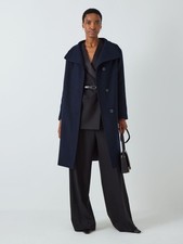 John Lewis Grown On Funnel Neck Coat, Navy, 10
