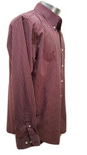 Dockers mens shirt button up long sleeves Size Large Red and White stripes