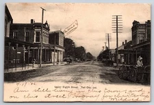 Upper Eighth Street Tell City Indiana IN Stores 1906 Postcard
