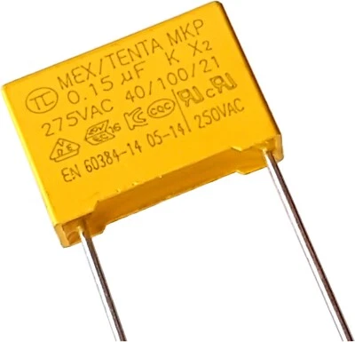 [3pcs] 0.15uF 275v 150nF TENTA/CARLI X2 MPX Safety Capacitor pitch 15mm–ref:b677