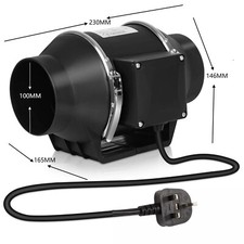 Smoke Inline Extractor Fan 4/5/6 inch Quiet Ventilation Fan for Bathroom UK Plug