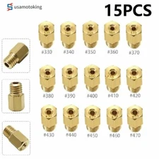 15Pcs Carburetor Main Jets #330 - #470 Power Jet Kit For Mikuni VM TM TMX Carb