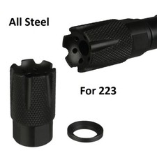 All Steel Light Low Concussion 1/2x28 Muzzle Brake Compensator 223 .223