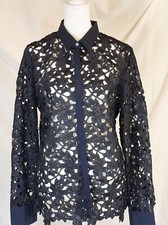 Navy Blue Burnout floral lace blouse, Banana Republic, size Medium.