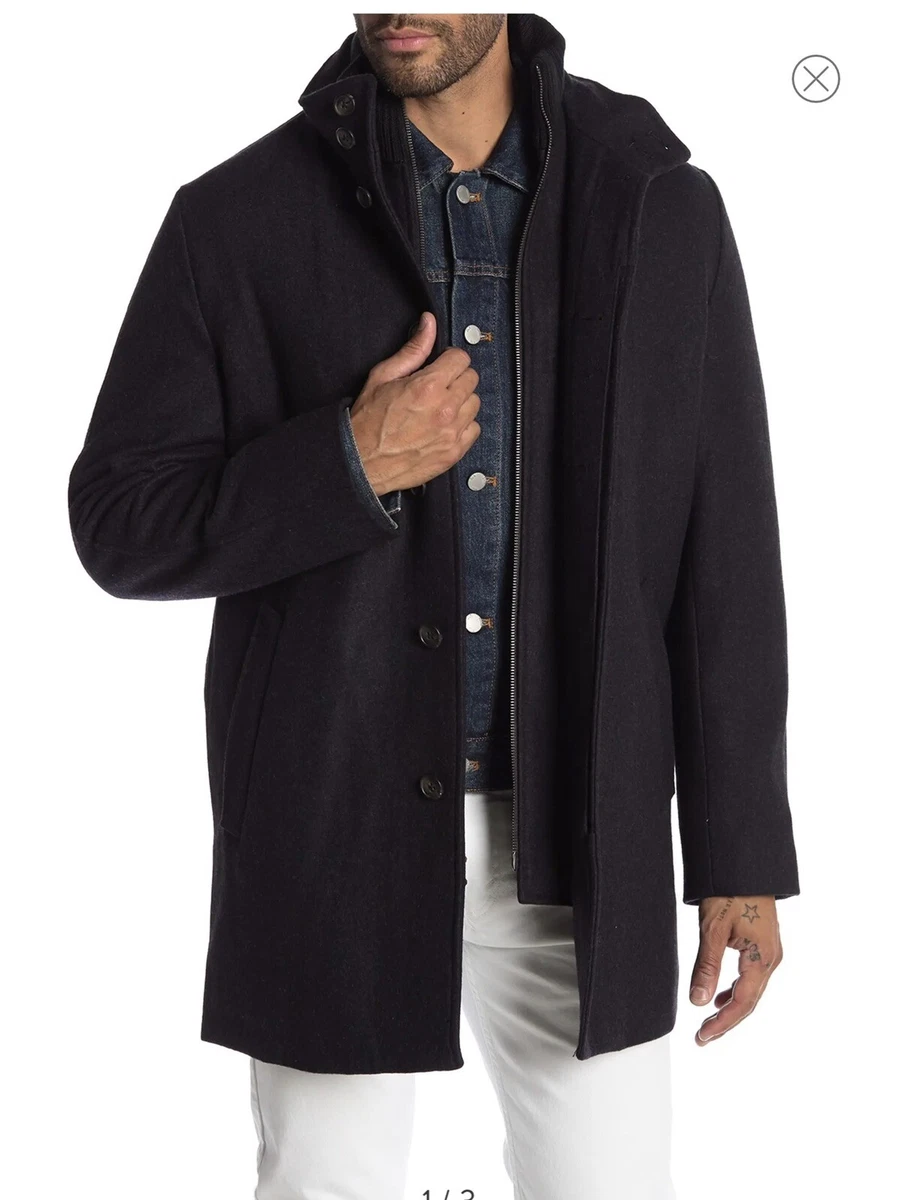 Cardinal Of Canada Mens Black Mont Royal Wool Cashmere Coat Jacket Size XL