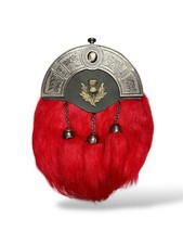 Scottish Red Sporran Thistle Badge Antique Cantle Kilt Sporran With Chain Belt