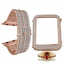 Apple 44mm Watch Series  4 Bezel Rose Gold Finish Custom Sizzling Bracelet Band