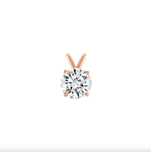 1/2 Ct Round Lab Created Grown Diamond Pendant Necklace 14K Rose Gold F/VS 18" - Picture 2 of 3