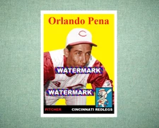Orlando Pena Cincinnati Redlegs 1958 Style Custom Baseball Art Card