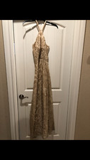 Gown Dress Gold Lace Sequence Size 1