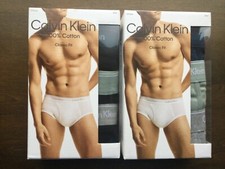 Calvin Klein 100 Cotton Classic Fit 3 Pack Brief New Box Black Navy Gray Green