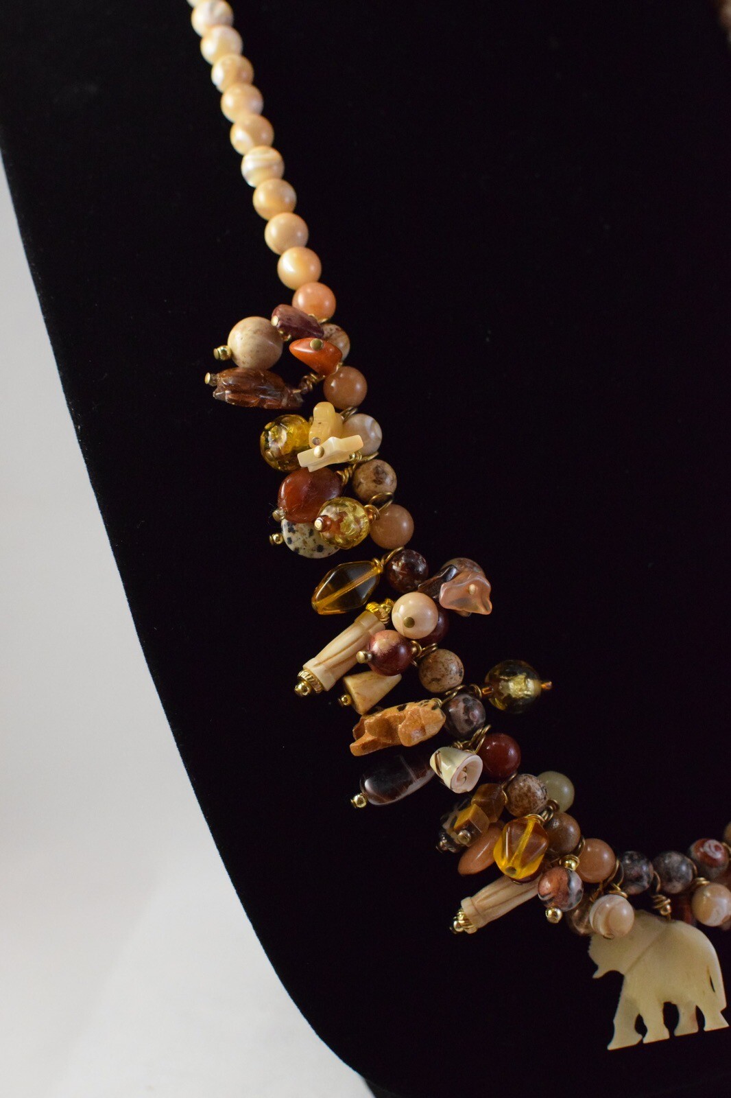 Unique Beaded Safari Theme Statement Necklace - J… - image 5