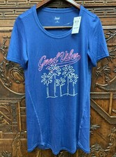 New Jenni Intimates Women Short Sleeve Graphic Print Sleep Shirt, Blue, X-Small