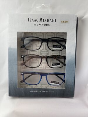 ISAAC MIZRAHI 3 PACK PREMIUM READING GLASSES READERS +2.50