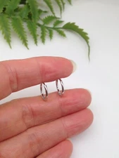 925 Sterling Silver Plain Huggie Hoop Earrings 10.8mm/9mmx0.9mm VERY SMALL TINY