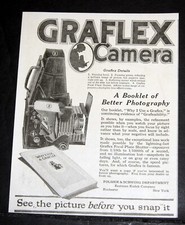 1918 OLD MAGAZINE PRINT AD, GRAFLEX CAMERA, SEE THE PICTURE BEFORE YOU SNAP IT 