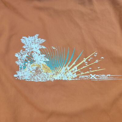 ZX Swims Mens Medium Orange Short Sleeve Athletic Tshirt Casual