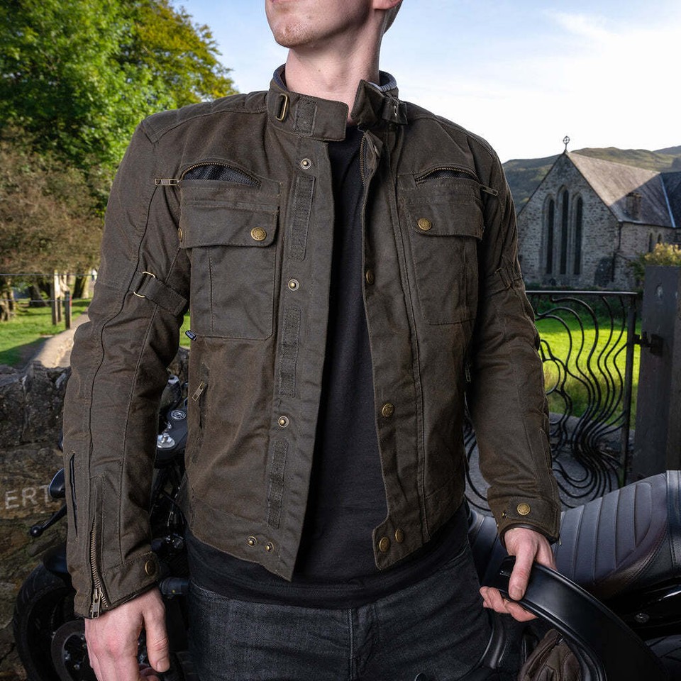 Merlin Riding Jacket Merlin Barton II Waxed Cotton Mens Motorcycle Biker Riding Jacket ...