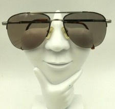 Vintage Firenza 64 Asil Brown Gray Pilot Half-Rimmed Sunglasses FRAMES ONLY