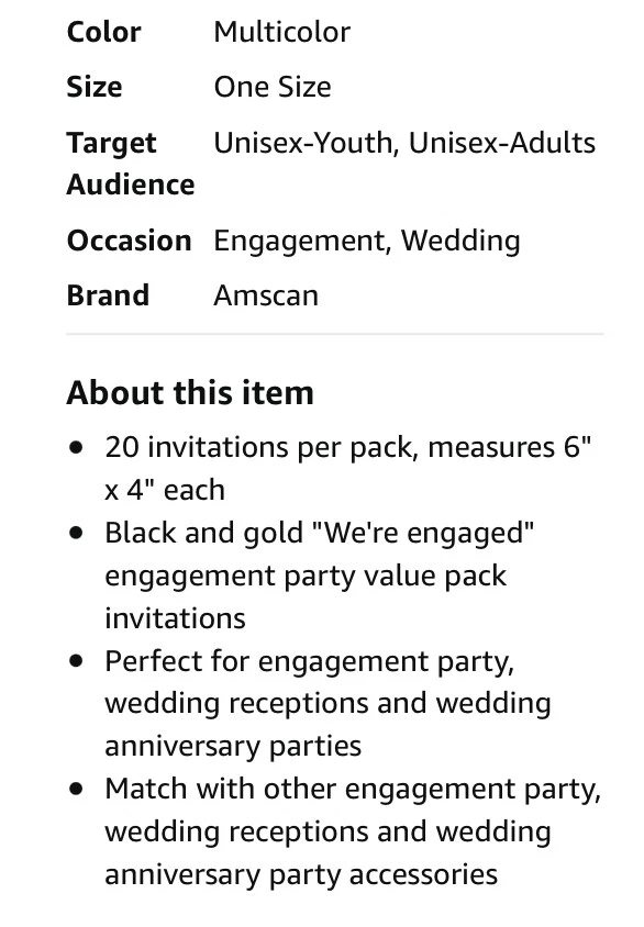 Invitaciones Fiesta Compromiso Champagne Burbujas Negro Oro 20 Pack NUEVO Foto 2 de 2