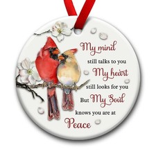 Cardinal Memorial Ornament, Christmas Ceramic Ornaments, Remembrance Gift for...