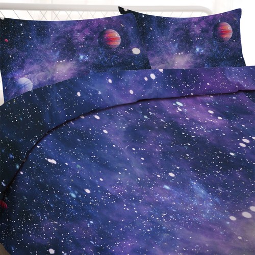 Galaxy Duvet Quilt Cover Set Universe Bedding Set Single Double King Pillowcases - Picture 131 of 156