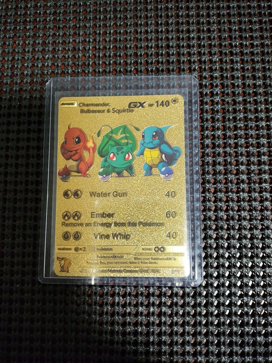 charmander bulbasaur and squirtle gold pokemon card Pikachu Bulbasaur Charmander Squirtle - My First Battle - Blue Boarder -  Stamped Promo Pokemon Card Set main image 1